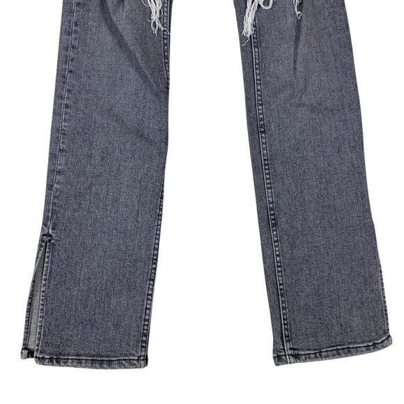 Zara High Rise Ripped Gray Skinny Jeans Distressed Stretch Denim 4 - Picture 4 of 7